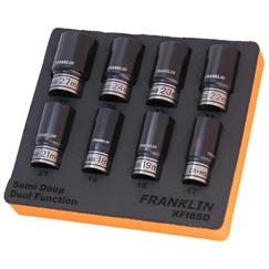 Franklin XF 8 pce 6 pt Semi Deep Thin Wall Impact Socket Set 1/2" dr