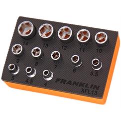 Franklin 13pce 6pt Low Profile Socket Set 1/4"dr