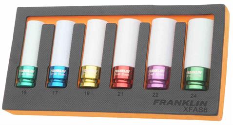 Franklin XF 6 pce 6 pt  Alloy Wheel Nut Socket Set