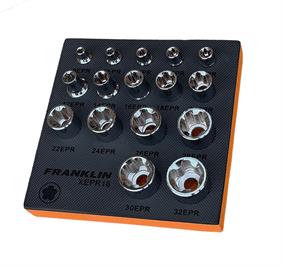 Franklin 16pce Hand 5 pt Torx Plus EPR Socket Set 1/4&quot; 3/8&quot; 1/2&quot;Dr