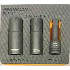 Franklin 3pce Half Size Flip Impact Socket Set 1/2" Dr CR-MO